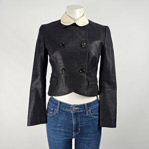 Vintage Ralph Lauren Black Linen & Wool Purple Label Blazer Size 4